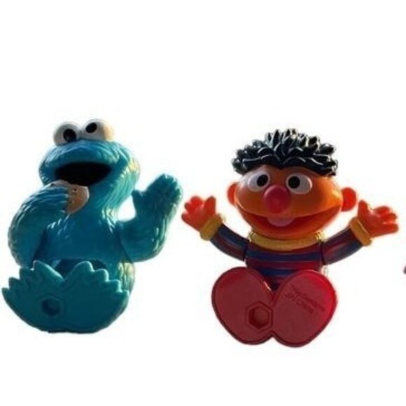Sesame Street Action Figures Cookie Monster Ernie Cake Toppers Toys 3" - Picture 1 of 3
